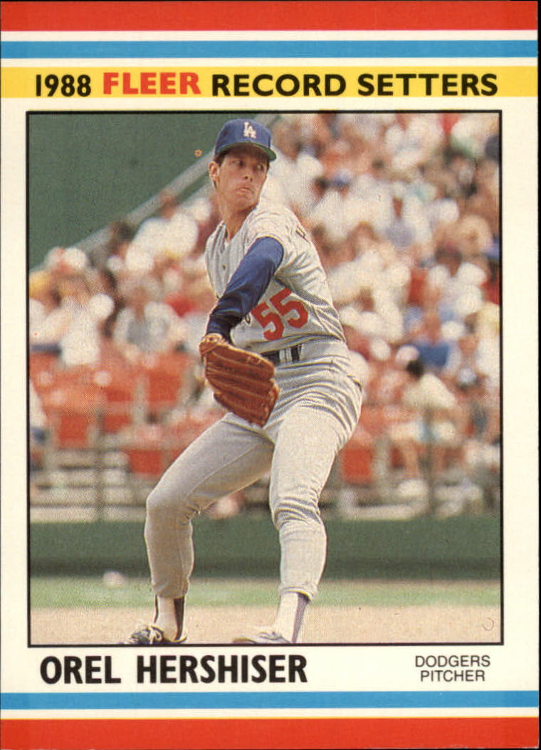 1988 Fleer Record Setters Baseball Cards       018      Orel Hershiser